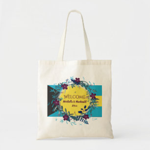 BAHAMAS WEDDING WELCOME Destination Floral Tote Bag