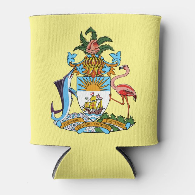 Bahamas with Coat of Arms (Caribbean Paradise) Can Cooler (Front)