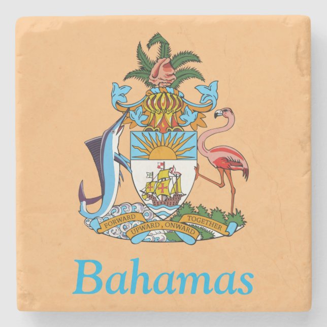 Bahamas with Coat of Arms (Caribbean Paradise) Stone Coaster (Front)