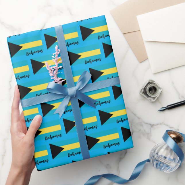 Bahamas Wrapping Paper, Bahamas Flag patriotic Wrapping Paper (Gifting)