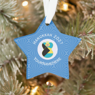 Bahamian Flag Angel Hanukkah Blonde Ornament