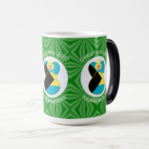 Bahamian Flag Christmas Blonde Angel Personalised  Magic Mug