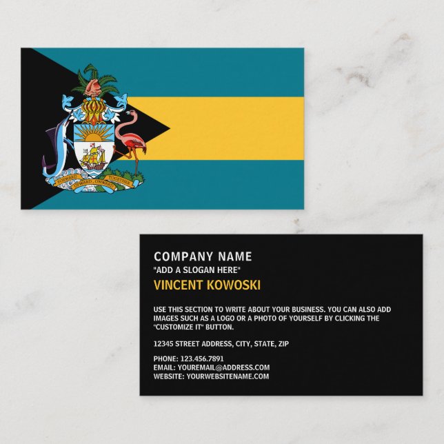 Bahamian Flag & Coat of Arms, Flag of The Bahamas Business Card (Front/Back)