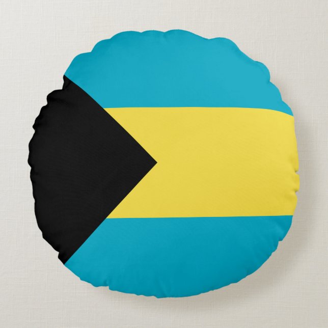 Bahamian Flag Round Cushion (Front)