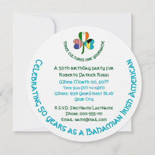 Bahamian Irish American Flag Shamrock Birthday  Invitation