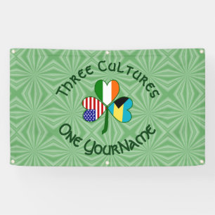 Bahamian Irish American Flags Shamrock Personalise Banner