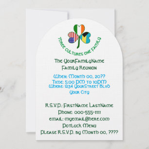 Bahamian Irish American Shamrock Family Reunion Invitation