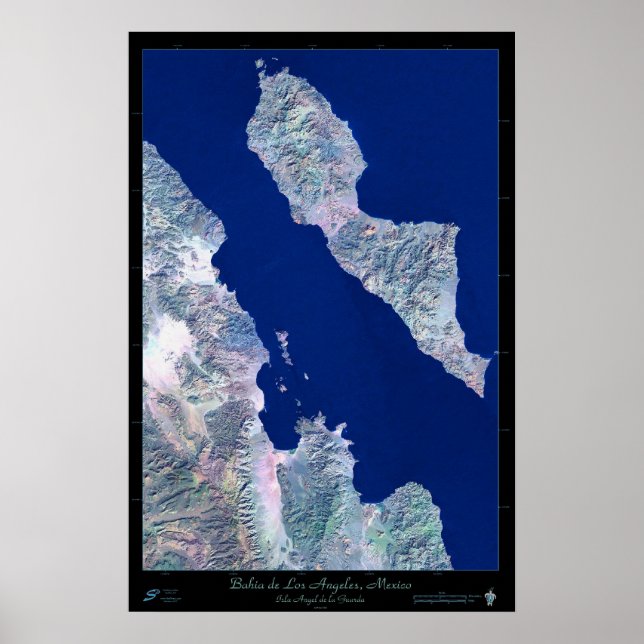 Bahia de Los Angeles, B.C, Mexico satellite poster (Front)