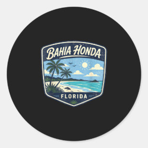 Bahia honda florida beach palm trees ocean summer classic round sticker