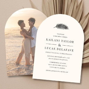 Bahia Minimal Palm Leaf Photo Wedding Invitation