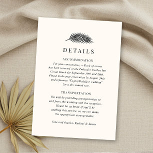 Bahia Minimal Palm Leaf Wedding Details  Enclosure Card
