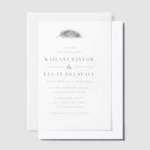 Bahia Simple Modern Minimal Palm Leaf Wedding Vellum Invitations