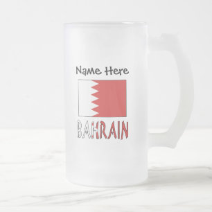 Bahrain and Bahraini Flag Personalised  Frosted Glass Beer Mug