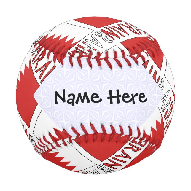 Bahrain and Baraini Flag Tiled Personalised  Baseball (Front)