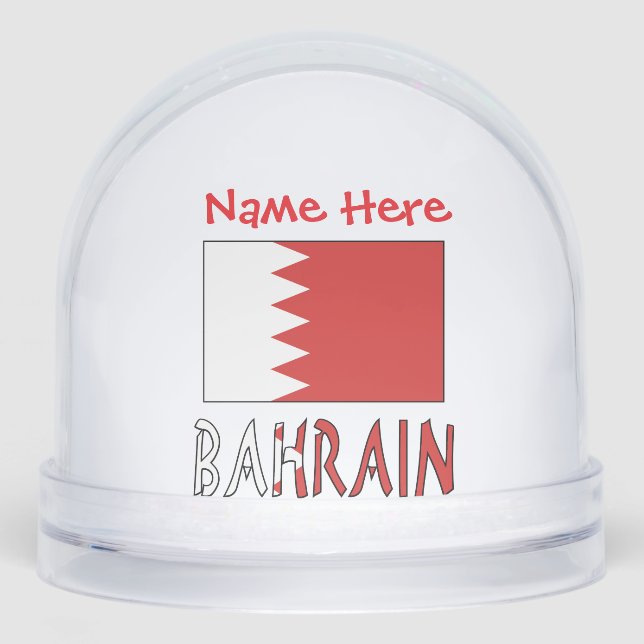 Bahrain Bahraini Flag Red Personalised  Snowglobe (Front)