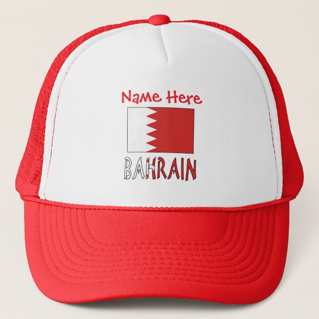 Bahrain Bahraini Flag Red Personalised Trucker Hat (Front)