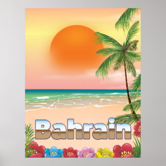Bahrain beach travel poster
