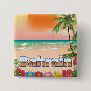Bahrain beach travel poster 15 cm square badge