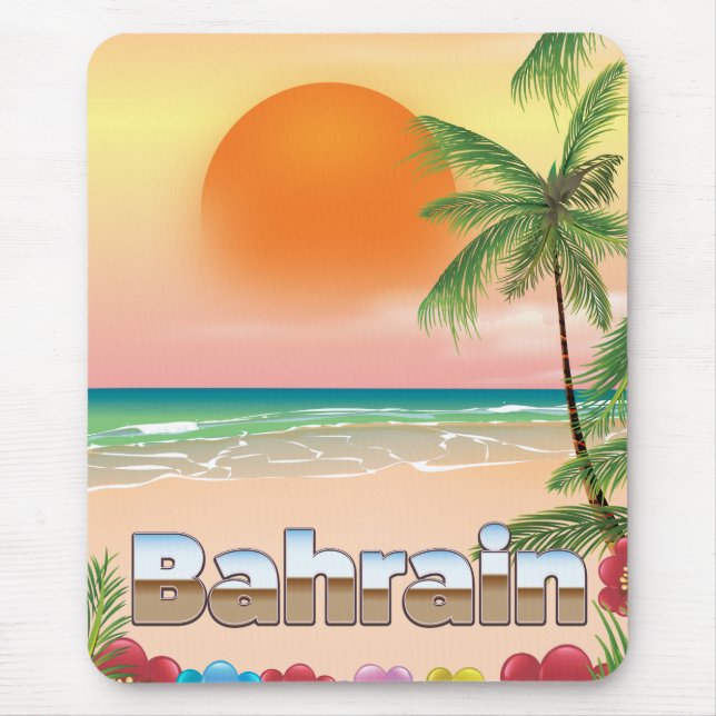 Bahrain beach travel poster mouse mat (Front)