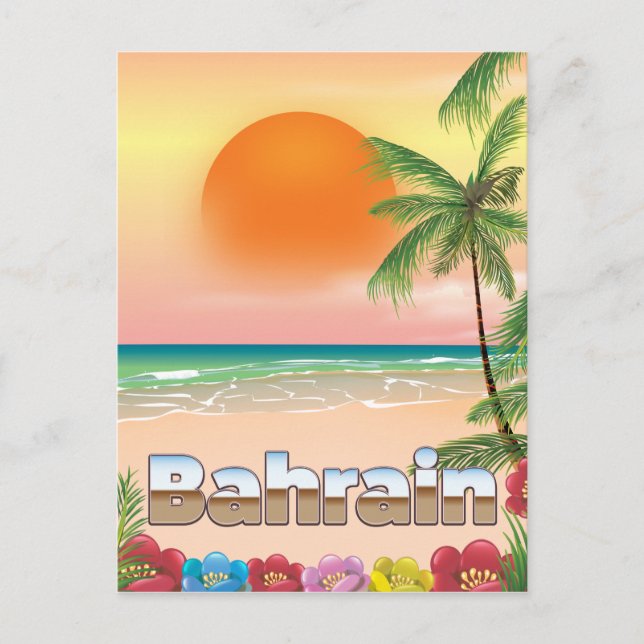 Bahrain beach travel poster postcard (Front)