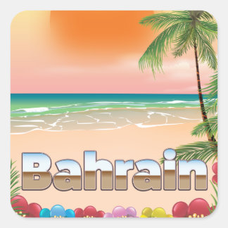Bahrain beach travel poster square sticker