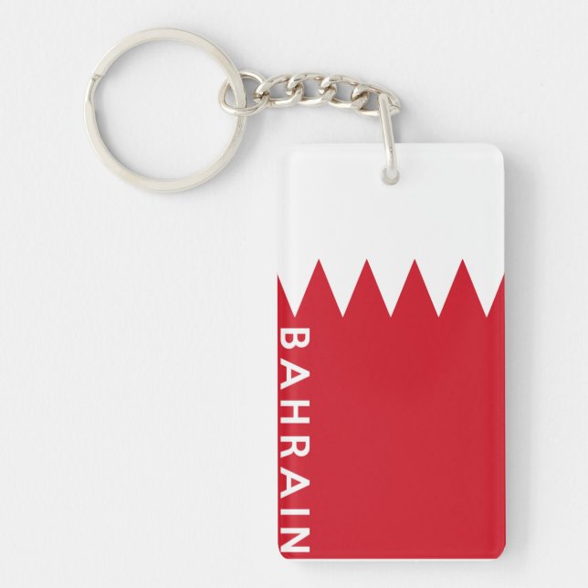 bahrain country flag symbol name text key ring (Front)
