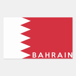 bahrain country flag symbol name text rectangular sticker