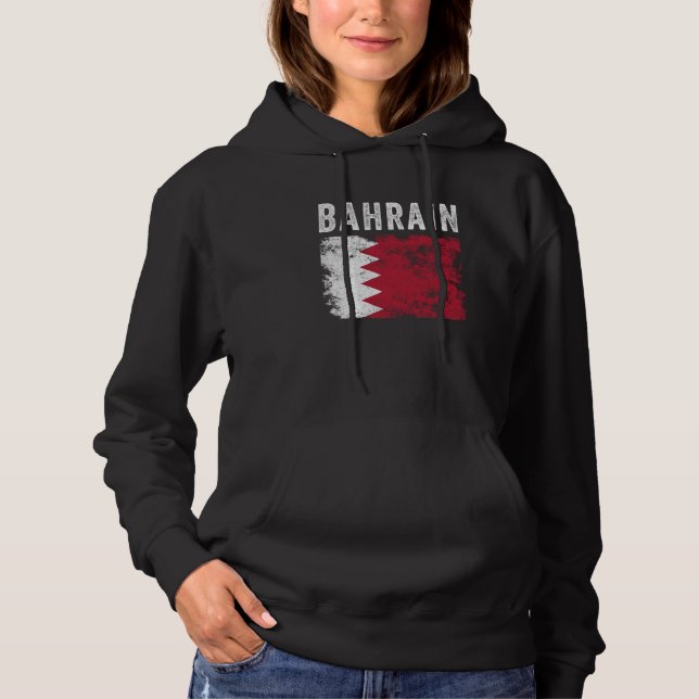 Bahrain Flag Distressed Men Women Kids Bahraini Fl Hoodie (Front)
