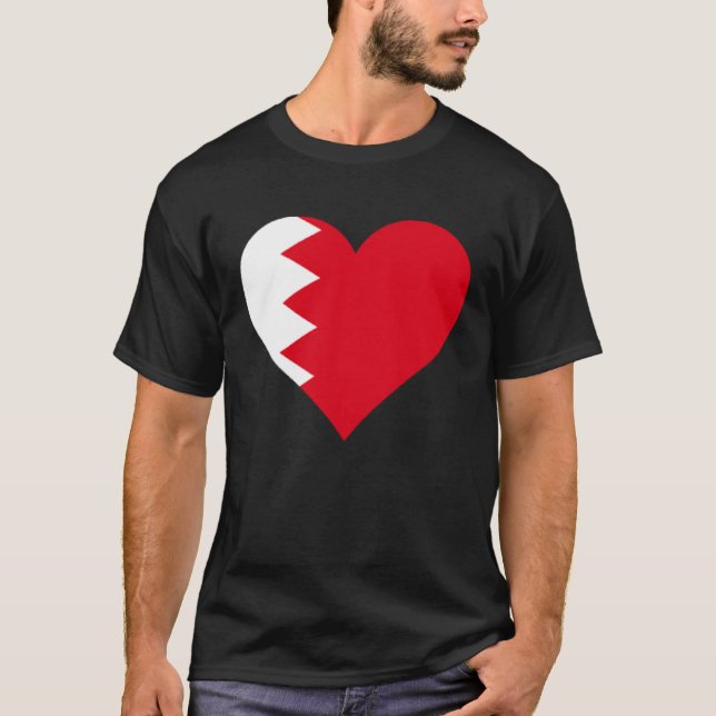Bahrain Flag Heart Bahrain Gifts Love Bahrain T-Shirt (Front)