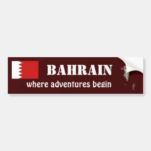 Bahrain Flag + Map Bumper Sticker