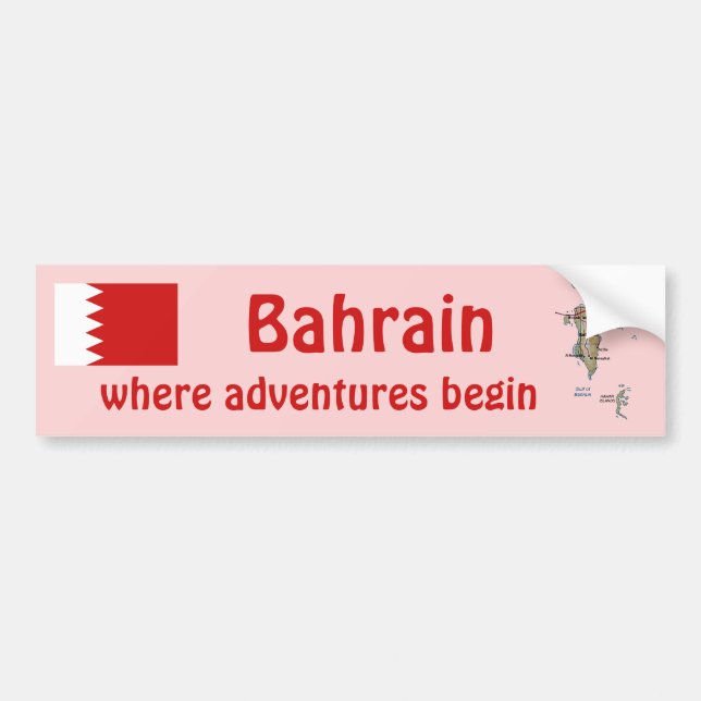 Bahrain Flag + Map Bumper Sticker (Front)