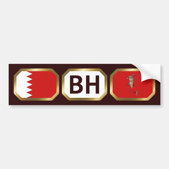 Bahrain Flag Map Code Bumper Sticker (Front)