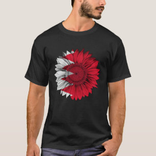 Bahrain Flag Sunflower Bahraini Roots Proud Patrio T-Shirt