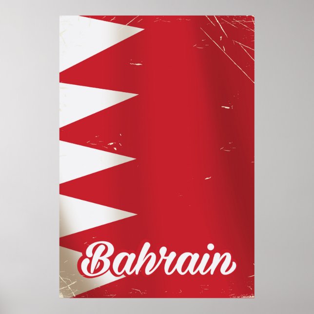 Bahrain flag vintage travel poster (Front)