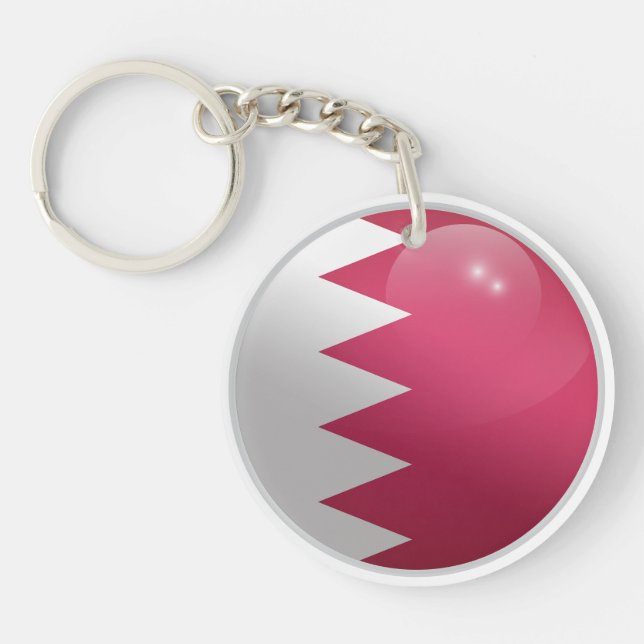 Bahrain Glossy Circle Flag  Key Ring (Front)