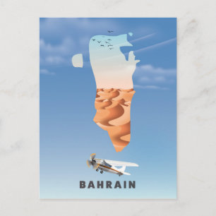 Bahrain Illustrated travel poster print. Postcard