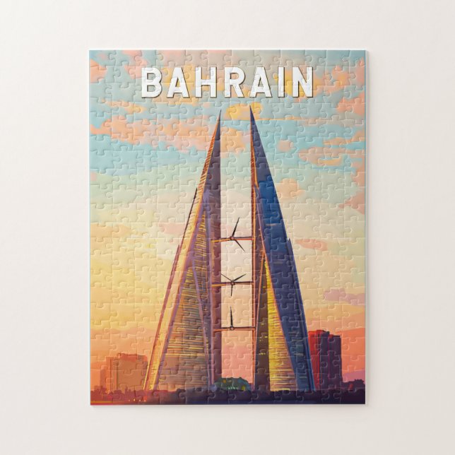 Bahrain Illustration Travel Art Vintage Jigsaw Puzzle (Vertical)