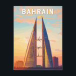 Bahrain Illustration Travel Art Vintage Postcard<br><div class="desc">Bahrain vector artwork design. Bahrain,  a dynamic island nation in the Arabian Gulf,  blends rich history with modern luxury,  from the bustling souks of Manama to architectural marvels like the Bahrain World Trade Centre.</div>