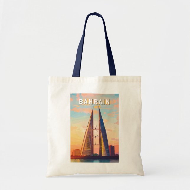 Bahrain Illustration Travel Art Vintage Tote Bag (Front)