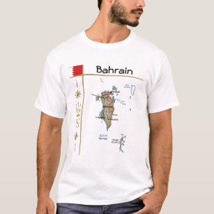 Bahrain Map + Flag + Title T-Shirt