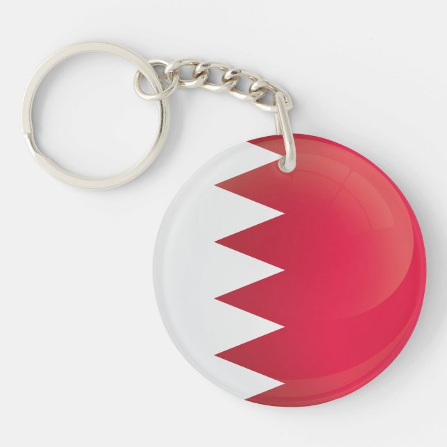 Bahrain  Round Icon Flag Key Ring (Front)