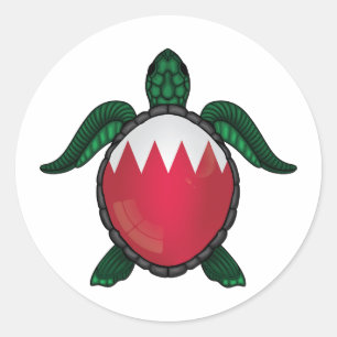 Bahrain sea turtle flag classic round sticker