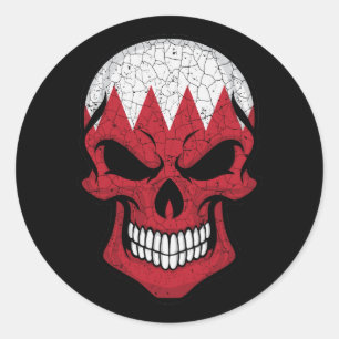 Bahrain Smiling Skull Flag Classic Round Sticker