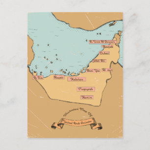 Bahrain Vintage travel map Holiday Postcard