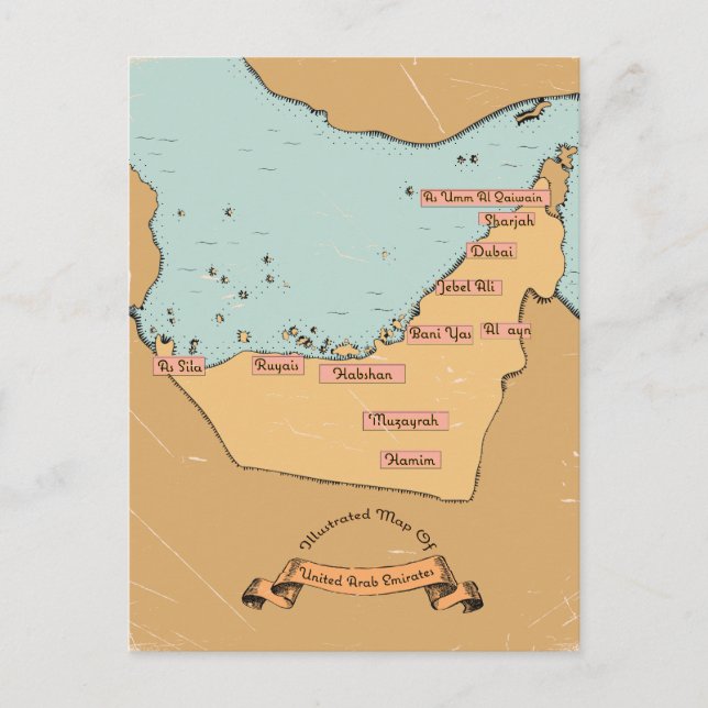 Bahrain Vintage travel map Holiday Postcard (Front)