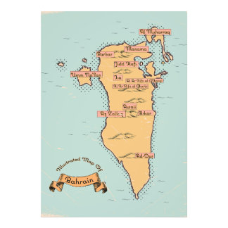 Bahrain Vintage travel map Photo Print