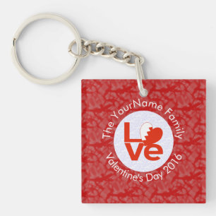 Bahraini Flag Heart LOVE Red Personalised Text  Key Ring