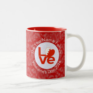 Bahraini Flag Heart LOVE Red Personalised Text Two-Tone Coffee Mug