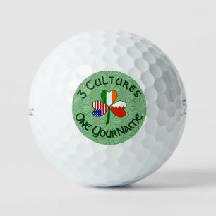 Bahraini Irish American Flags Shamrock Personalise Golf Balls