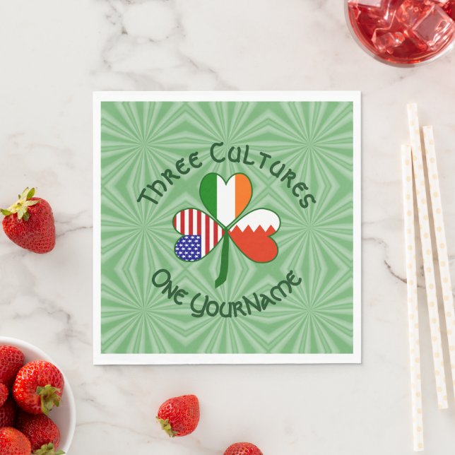 Bahraini Irish USA Shamrock Birthday Party Paper Napkin (Insitu)